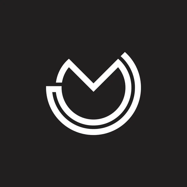 Letras mj simples círculo vinculado linha logotipo vetor — Vetor de Stock
