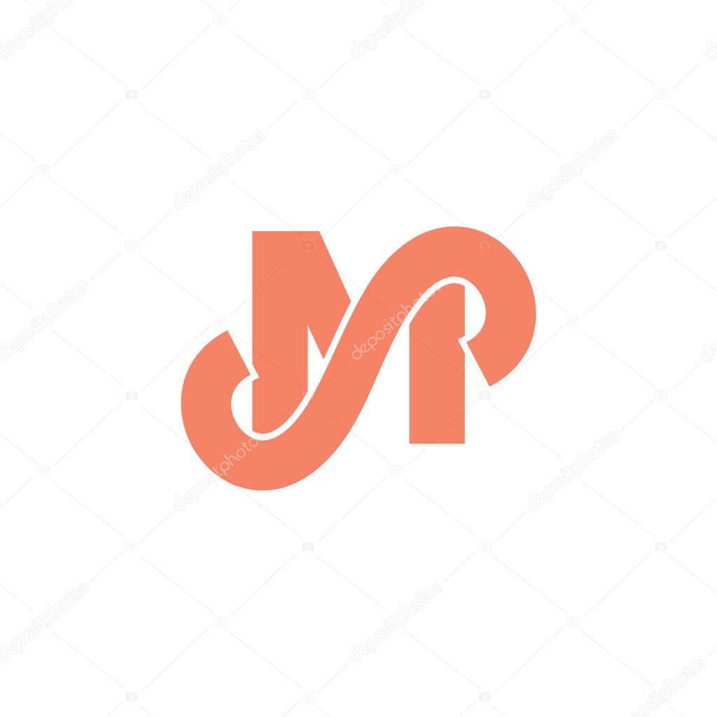 letters ms simple curves logo vector