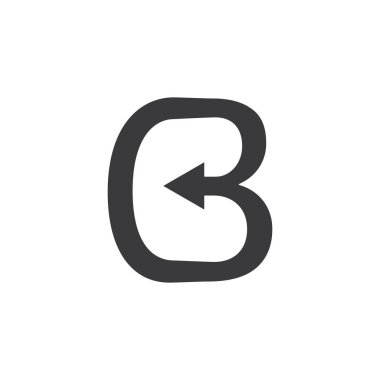 soyut harf b eğrileri çizgi ok basit logo vektör