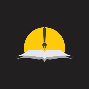 ay kitap ve kalem eğitim logosu vektör