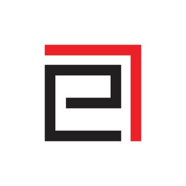 soyut harfler e geometrik ok kare logo vektör