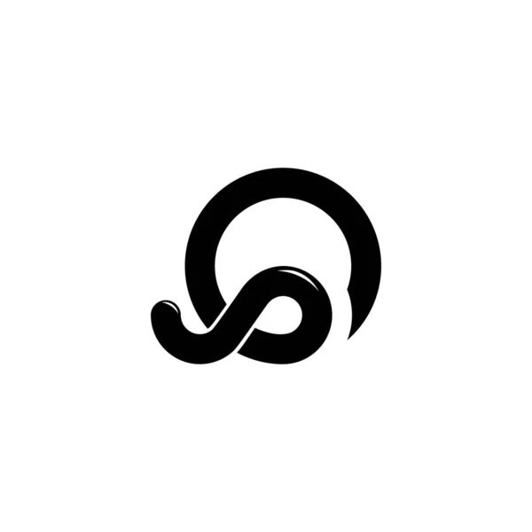 Buchstabe q o einfache Schleife überlappende Linie Logo-Vektor — Stockvektor
