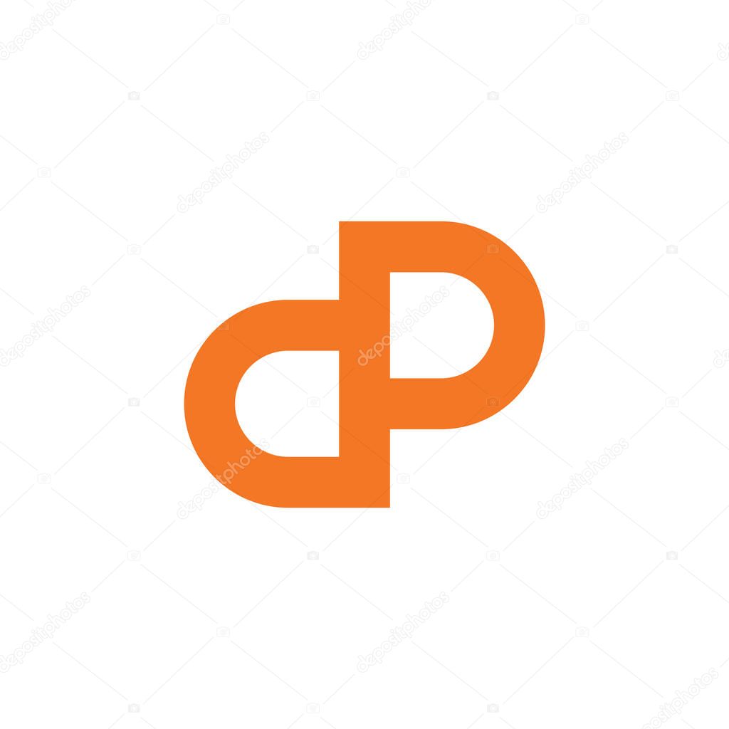 letter dp simple infinity line logo vector
