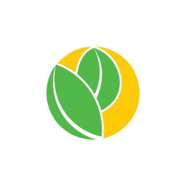 basit geometrik yaprak güneş doğal logo vektör