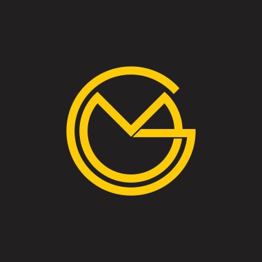 harfler gm basit daire bağlantılı çizgi logo vektör