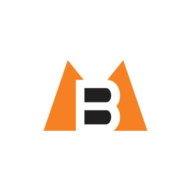 harfler mb basit negatif alanı üçgen geometrik logosu