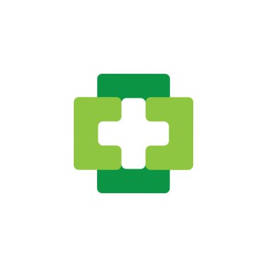 bağlı basit kare geometrik artı tıbbi logo vektör