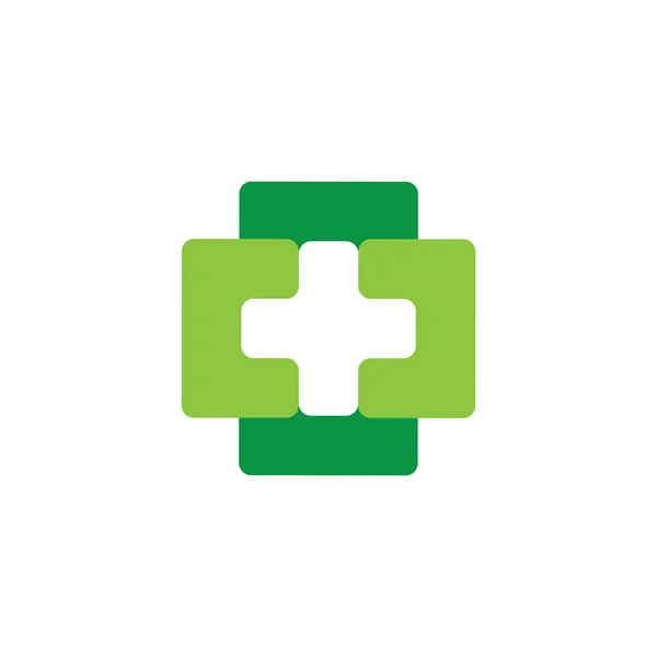 Collegato semplice quadrato geometrico più vettore logo medico — Vettoriale Stock