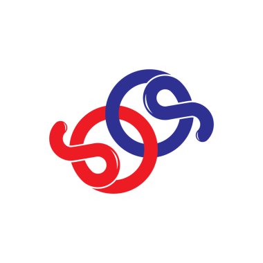 soyut harf sp basit döngü eğrileri çizgi logo vektör