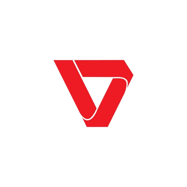 Buchstabe v einfache Schleife 3d flacher Logo-Vektor — Stockvektor