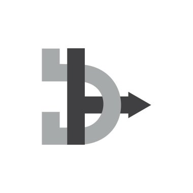 mektup bt bağlı ok çizgisi logo vektör