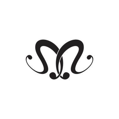 harf m bağlantılı eğriler döngü logo vektörü