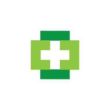 bağlı basit kare geometrik artı tıbbi logo vektör