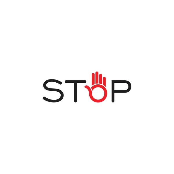 Dłoń Stop tekst ozdoba ręka symbol wektor — Wektor stockowy