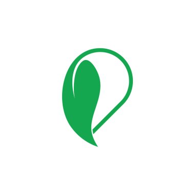 Basit çember geometrik eğriler yeşil yaprak logo vektörü