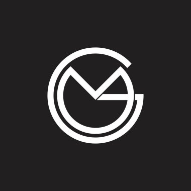 harfler gm basit daire bağlantılı çizgi logo vektör