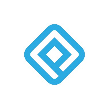 mektup pq kare geometrik basit çizgi logo vektör
