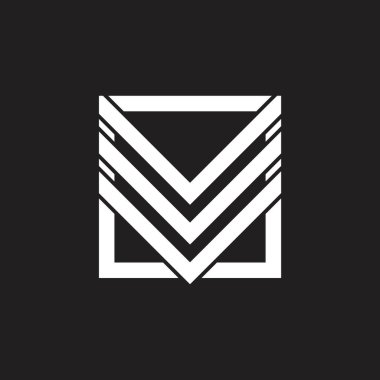 V harfi çizgili kare logo vektörü