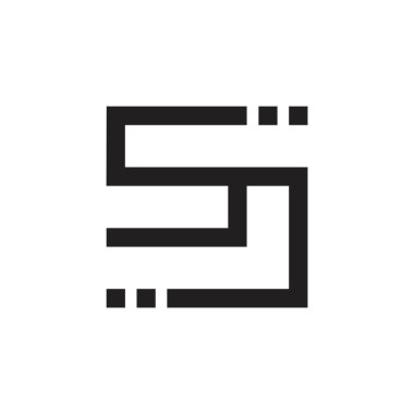 soyut harfleri sc noktaların geometrik çizgi logo vektör