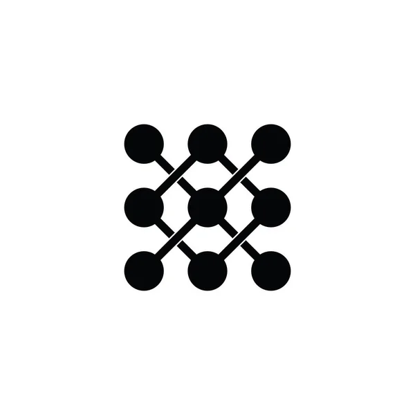 Länkade prickar nätverk överlappande logo vektor — Stock vektor