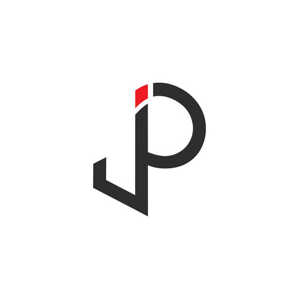 letter jp простой связанный вектор логотипа геометрической линии
