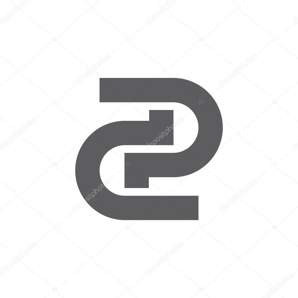 letter 2c simple geometric logo vector