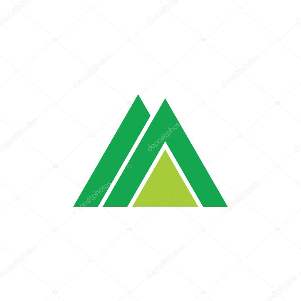 Letter m mountain triangle geometric logo vector