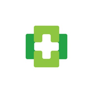 bağlı basit kare geometrik artı tıbbi logo vektör