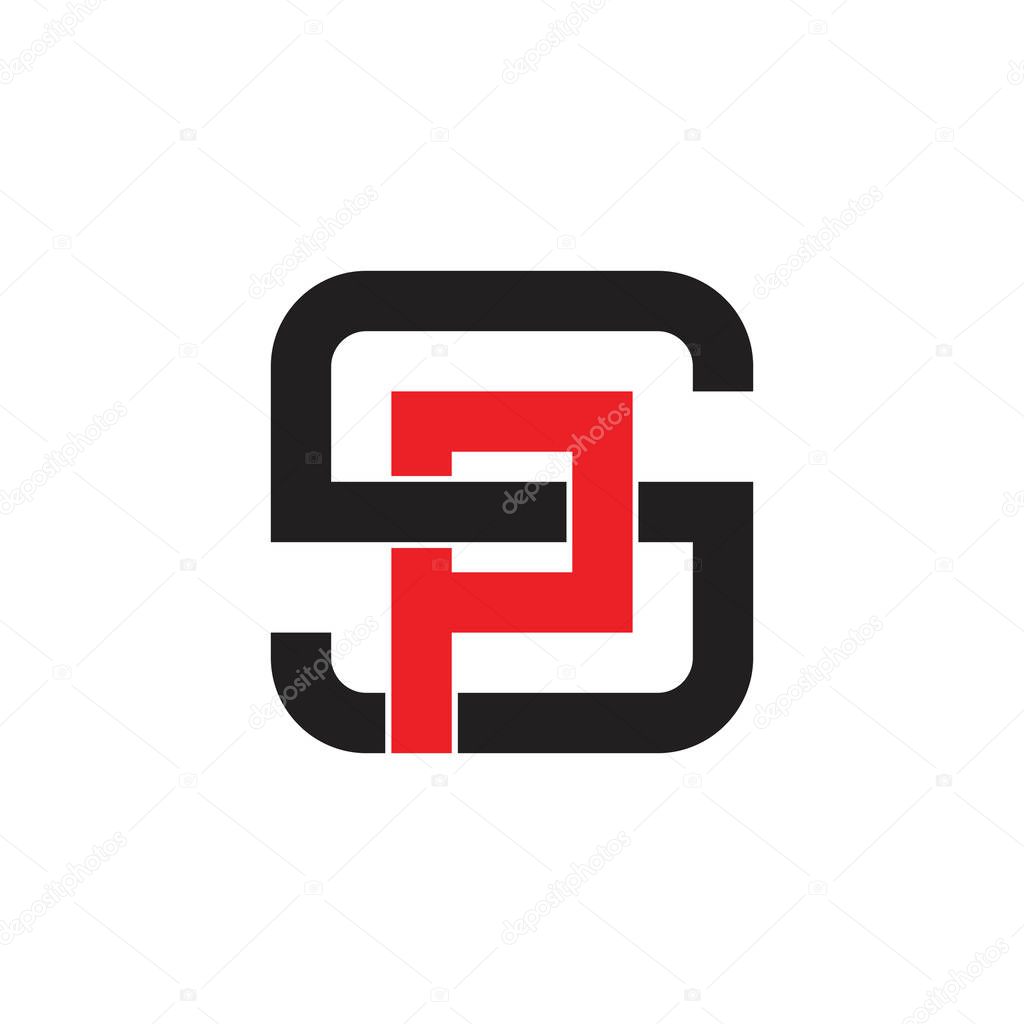 Letters sp linked geometric line logo vector