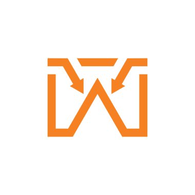 mektup w basit geometrik ok çizgi logo vektör