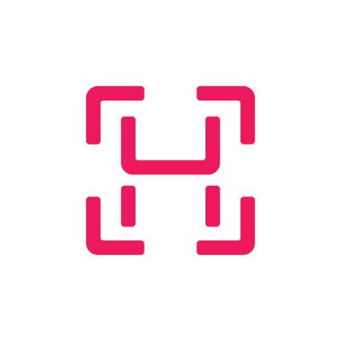 harf h kare geometrik çizgi logo vektör