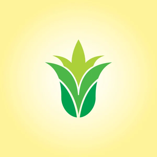 Planta geométrica verde decoración simple logo — Vector de stock