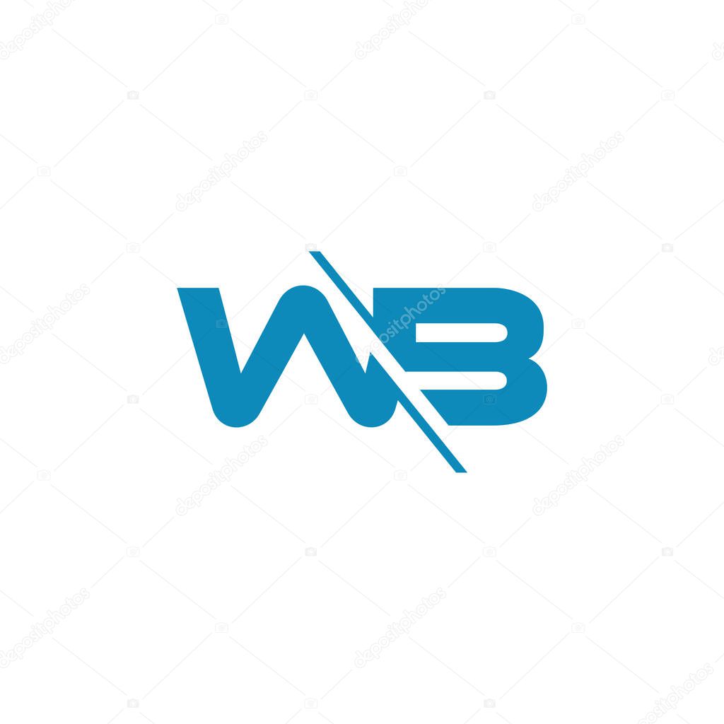 Letters wb slice geometric logo vector