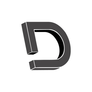 harf d 3d logo vektörü