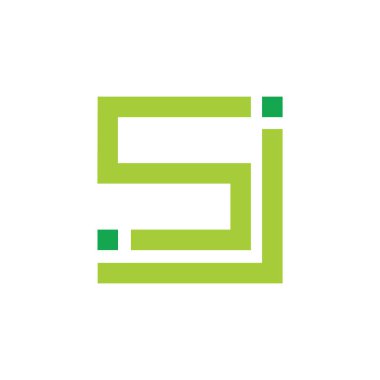 harfler sj geometrik çizgi basit logo vektör