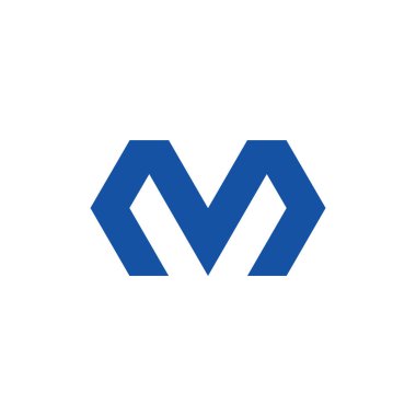 mektup m basit geometrik çizgi logo vektör