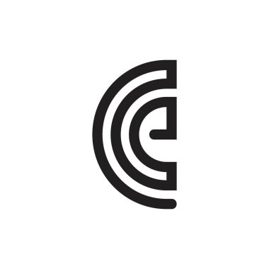 soyut harf ce bağlantılı eğriler geometrik çizgi logosu
