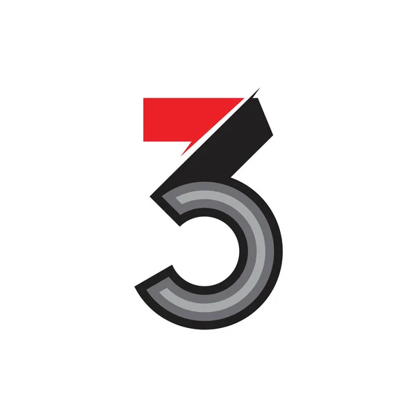 Numero 3 semplice vettore del logo del cerchio geometrico — Vettoriale Stock