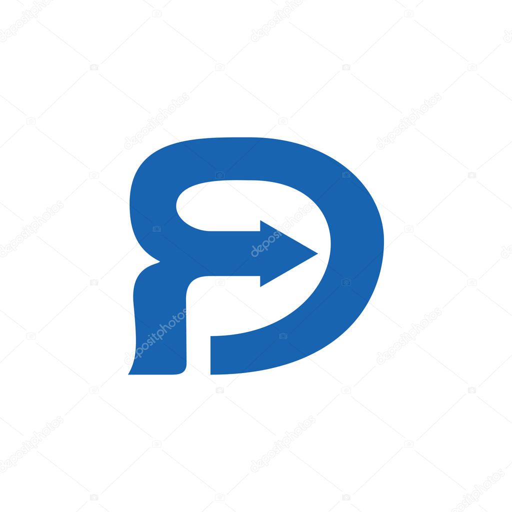 Abstract letter d arrow line curves logo vector