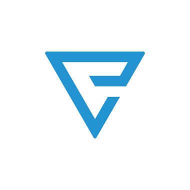 harf e basit üçgen çizgi logo vektör