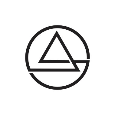 Soyut kesişen çizgi üçgen çember logosu