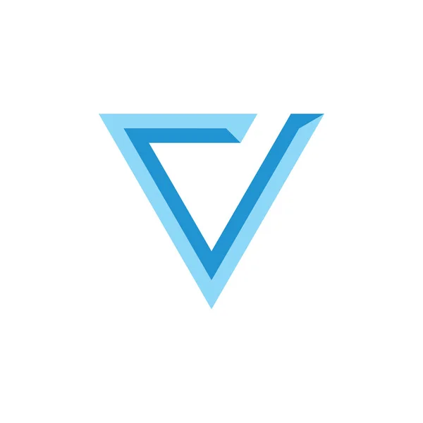 Letra v simples geométrica 3d logotipo vetor —  Vetores de Stock