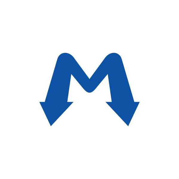 Letter m pijl eenvoudig logo vector — Stockvector