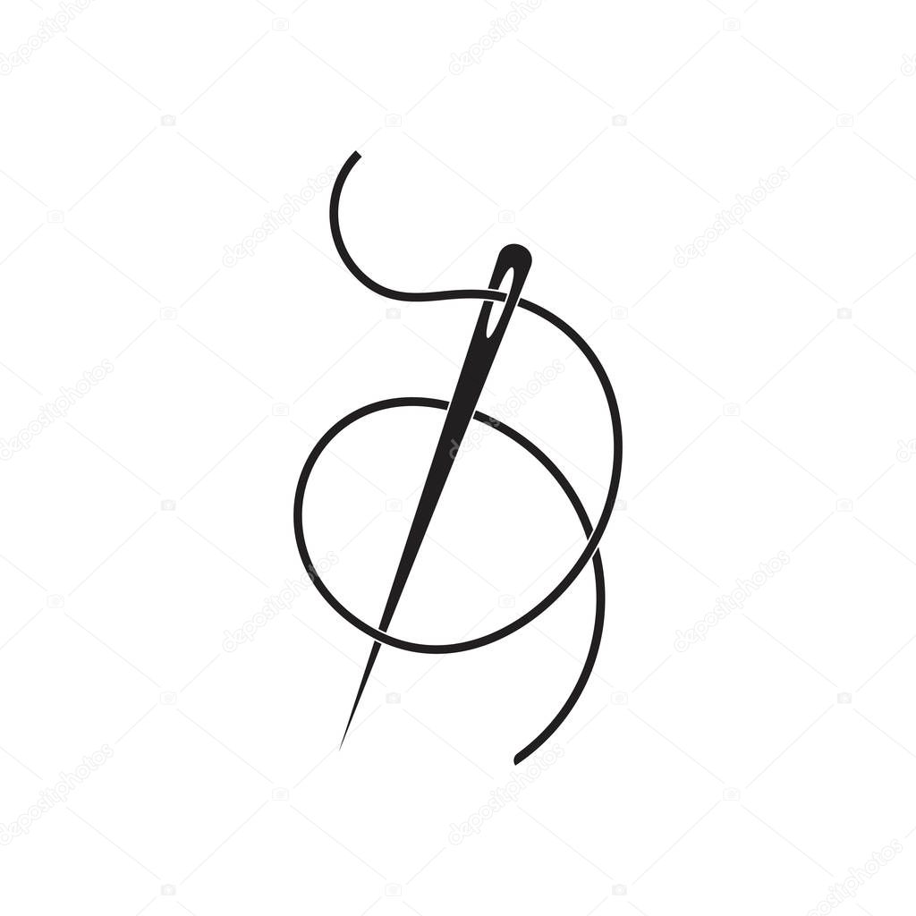 Needle thread loop line illustration logo vector