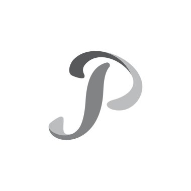 harf p 3d eğriler degrade düz logo vektör