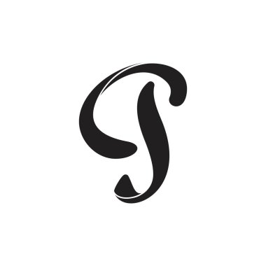 mektup gj 3d eğrileri degrade düz logo vektör