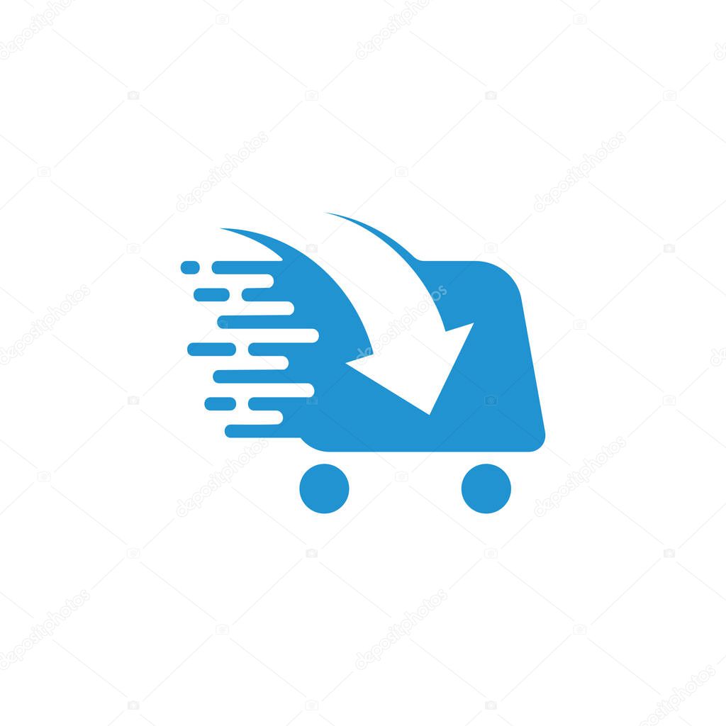 Fast arrow shopping cart symbol decoration vector