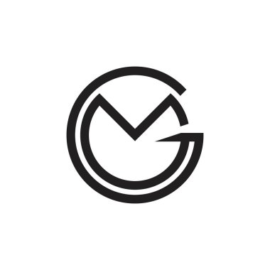 harfler gm basit daire bağlantılı çizgi logo vektör