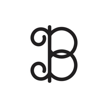 mektup b kıvırcık tasarım logo vektör