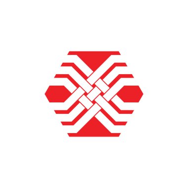 harf x çizgileri örtüşen çizgi geometrik logo vektörü